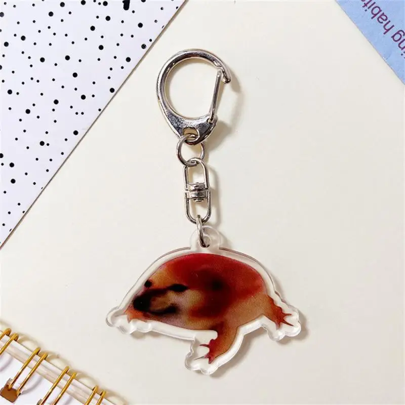 Creative Happy Banana Cat Acrylic Keychain Funny Small Animal Cute Cat Keyring Bag  Pendant Accessories Lanyard Key Chains Gift