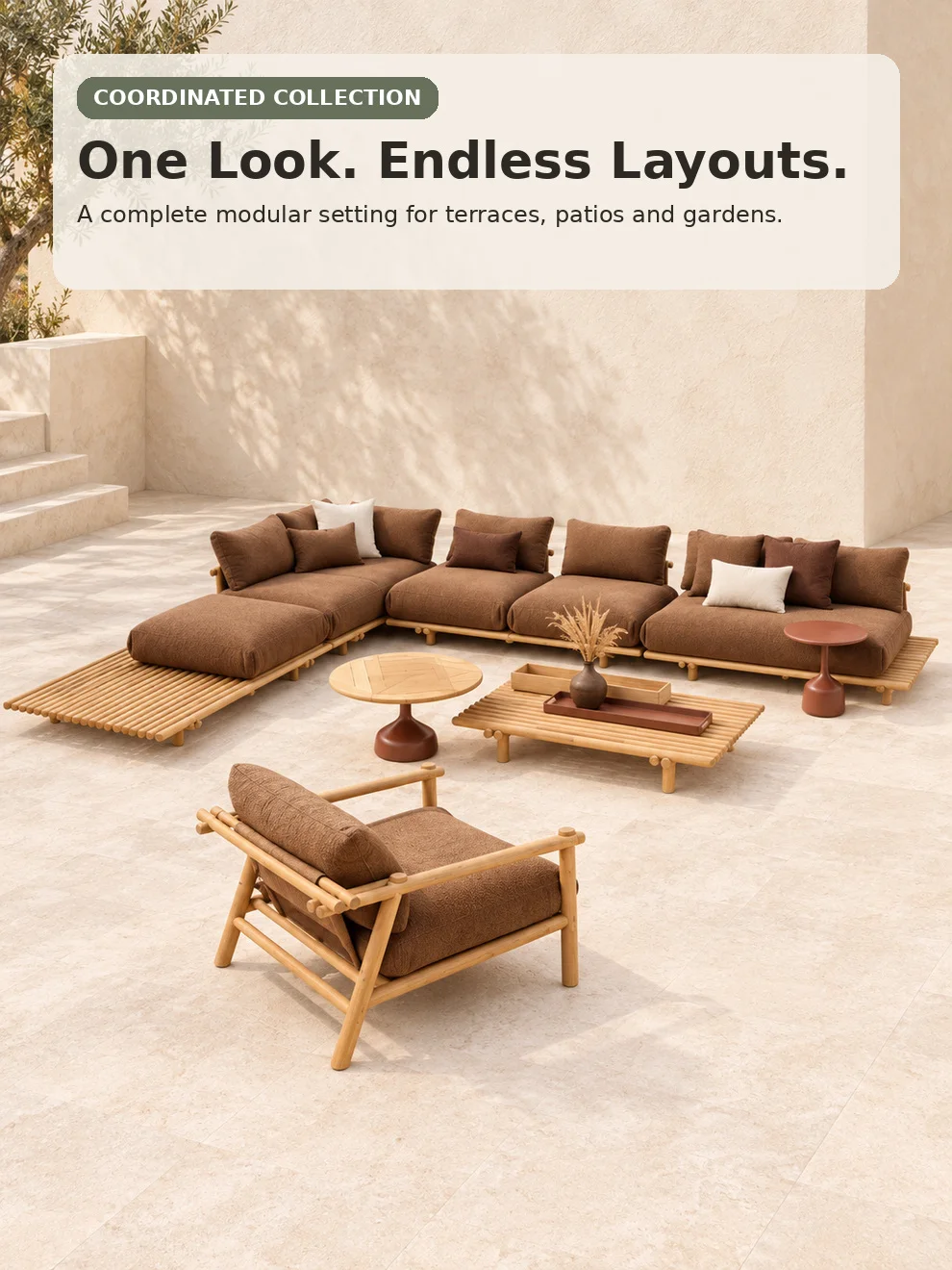 Weather Luxury Teak Frame PE Rattan Waterproof Sofa Set Outdoor Furniture Perfect For Garden Patio Poolside Beach Hotel