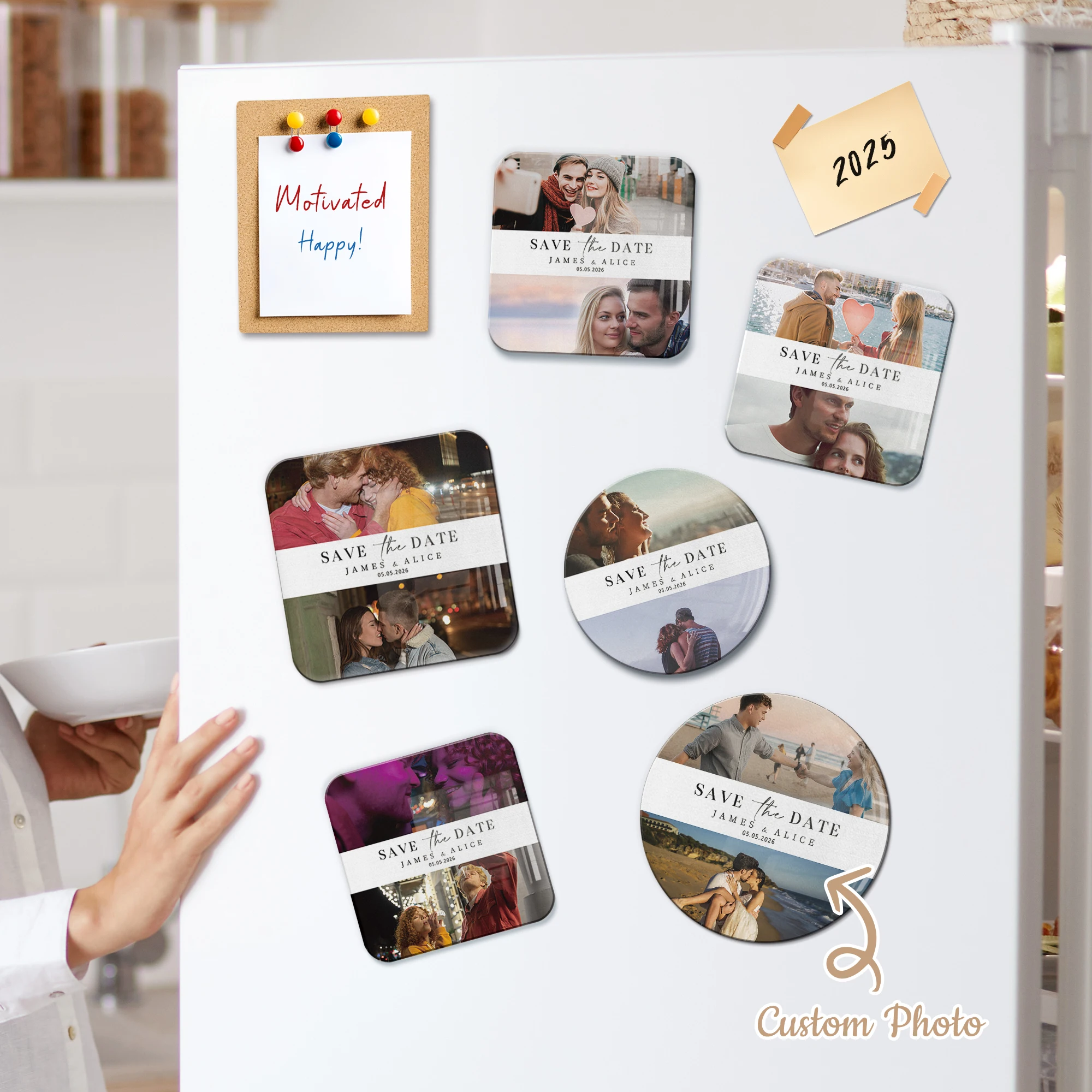 

Custom Record Couple Photo Refrigerator Magnet Gift Family Kitchen Dining Room Whiteboard Home Decoration