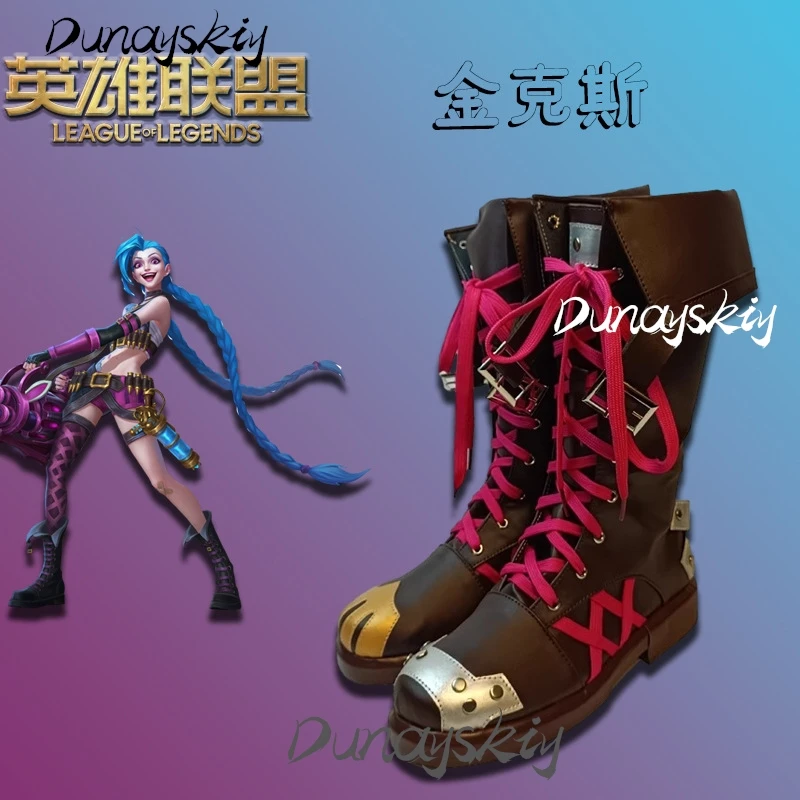 Arcane Jinx Cosplay Shoes Game LOL League of Legends Role play Prop Shoes for Halloween Christmas Customized