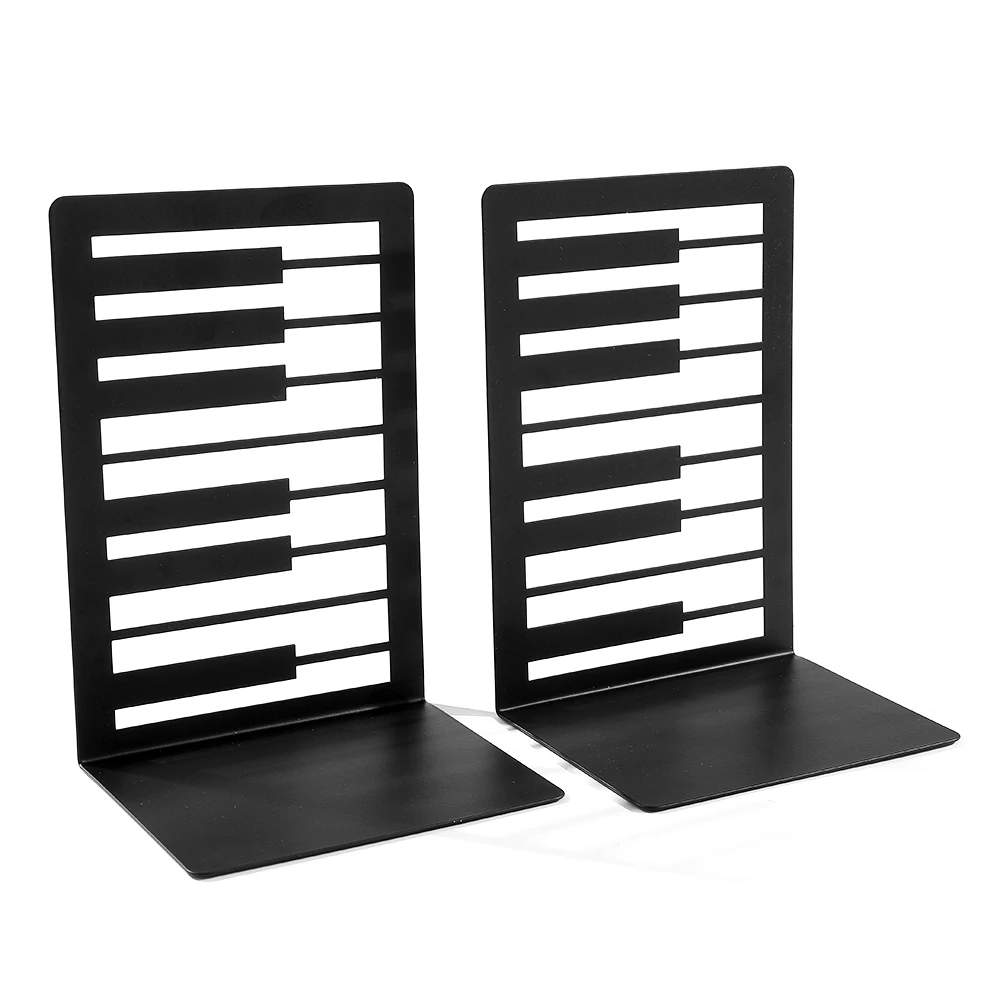 Imagem -04 - Black Piano Key Bookends Heavy Duty Iron Bookends Rack de Armazenamento Home Desk Racks Book Lovers Organizer Desktop Tools Pcs