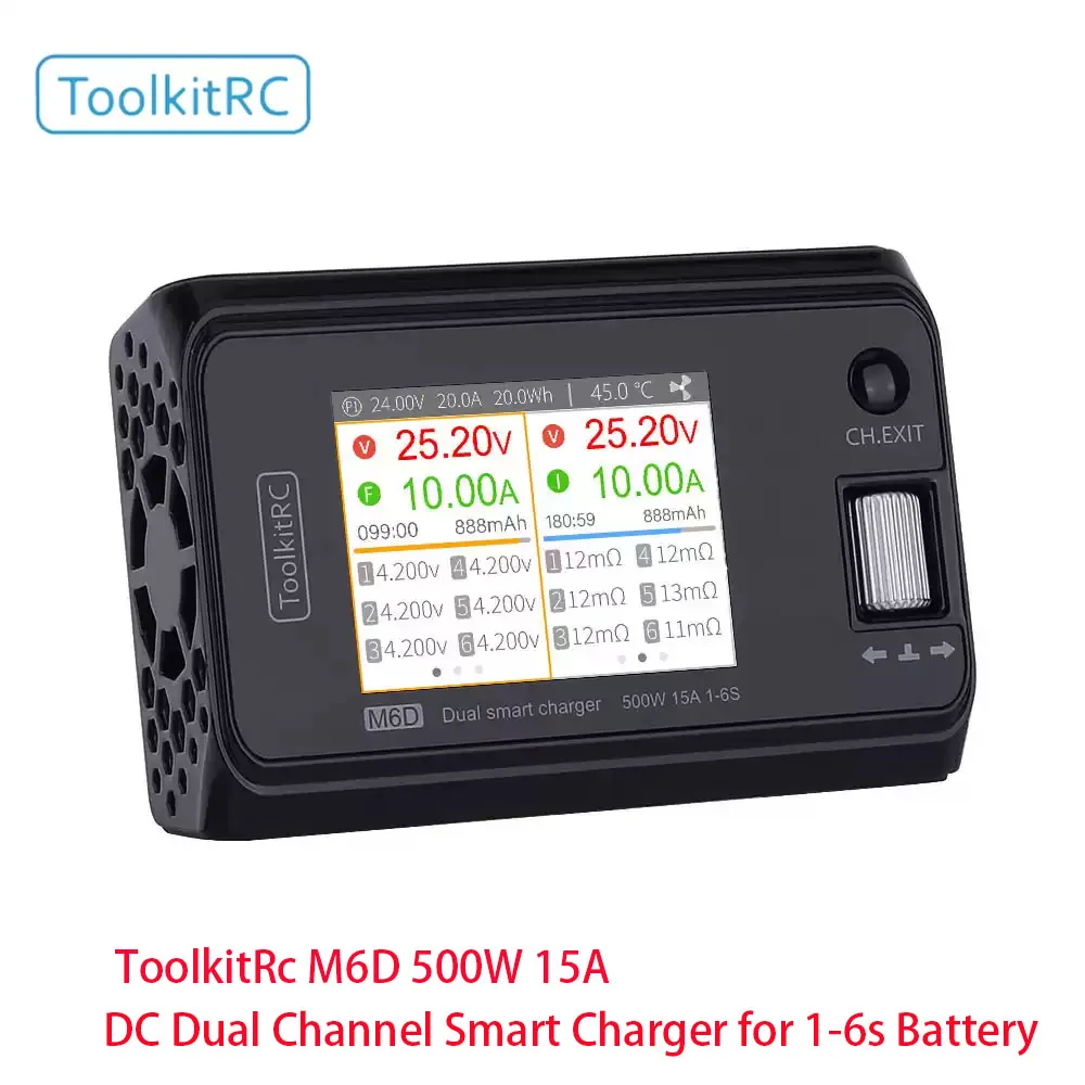 

ToolkitRC M6D Lipo Зарядное устройство 500 Вт 15 А постоянного тока Двухканальное мини-умное зарядное устройство Разрядник для 1-6S Батарея FPV Часть Rc Зарядное устройство