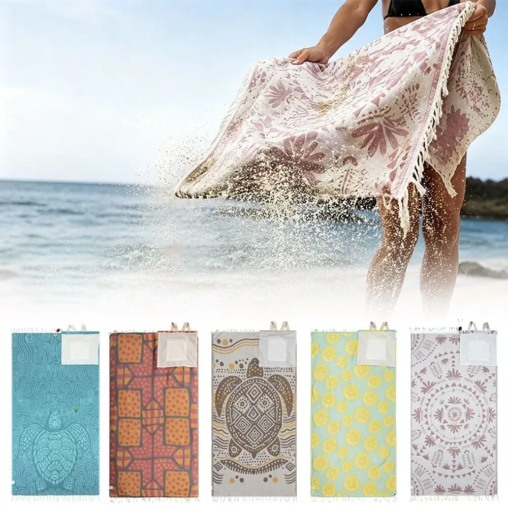 2-in-1 Convertible Towel & Backpack Quick-Dry Wearable Beach Towel Sand-Repelling Oversized Beach Bag