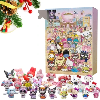 24PCS Sanrio Weihnachten Adventskalender Hallo Kitty Kuromi Schöne Kleine PVC Action Figure Countdown Spielzeug Box Mädchen Geburtstag Geschenk