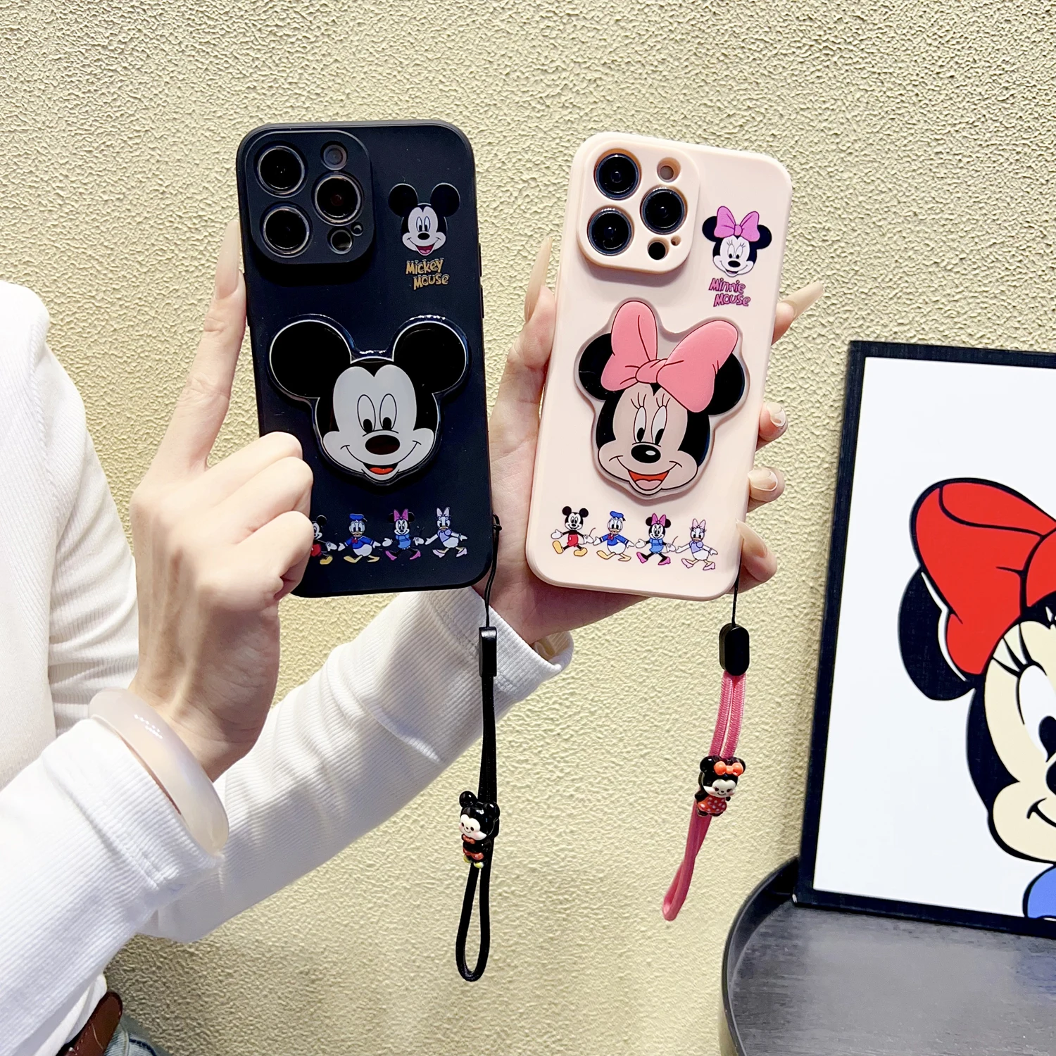 Para Huawei P20 30 40 Mate 10 20 lite Pro Y9s Prime Acrílico Minnie Case Com Corda