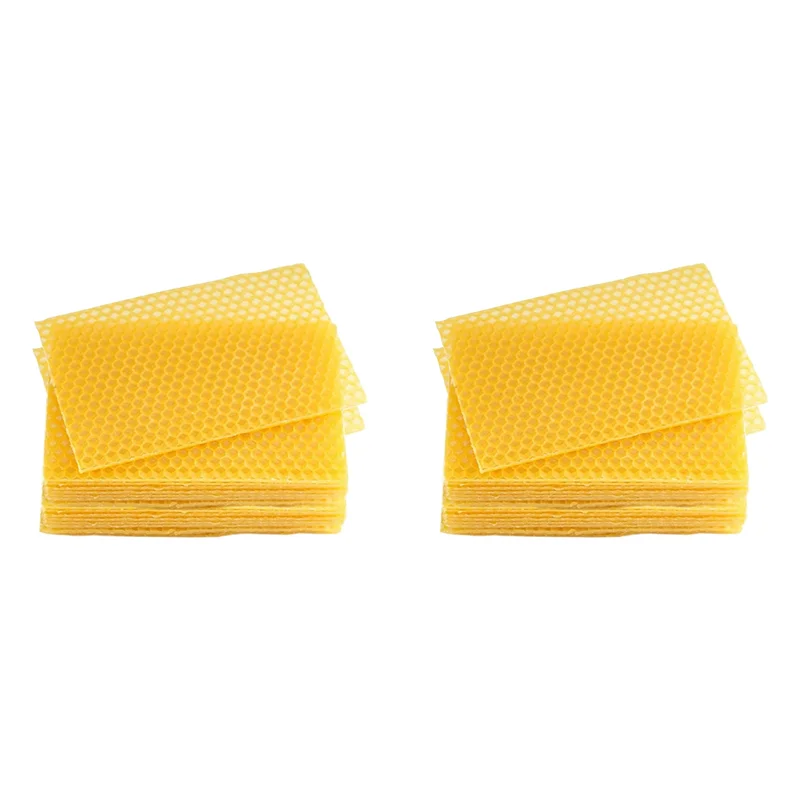 

ABUI-Beeswax Sheets 60Pcs Beeswax Foundation Sheets Wax Foundation For Bee Frames Natural Honeycomb Sheets Beeswax Sheets
