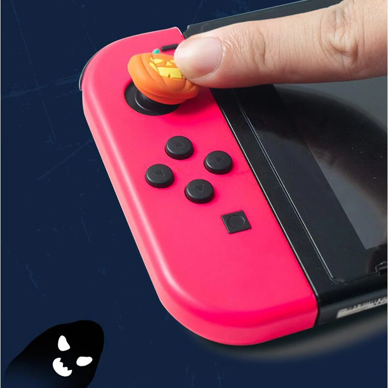 Halloween Pumpkin Ghost Glow Silicone Soft Thumb Stick Grip Cap, Capa Protetora Joystick para Interruptor, Oled NS Lite Joy-con Case