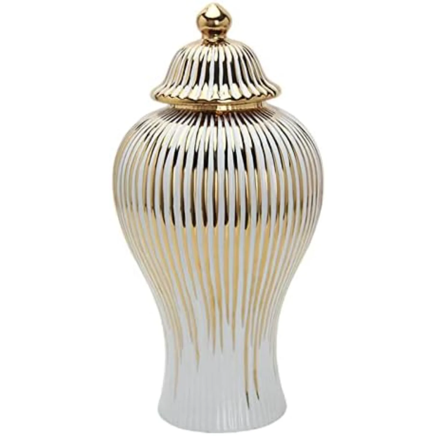 Decorative Ceramic  Jar with Lid Storage Jar Table Centerpiece Vase for Flowers, 6.30x6.30x11.81inch