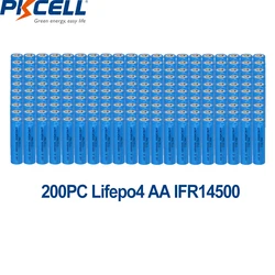 200PC PKCELL IFR14500 AA Lifepo4 Akumulator litowo-jonowy 600MAH 3.2V do lampy panelu słonecznego, szczoteczki do zębów