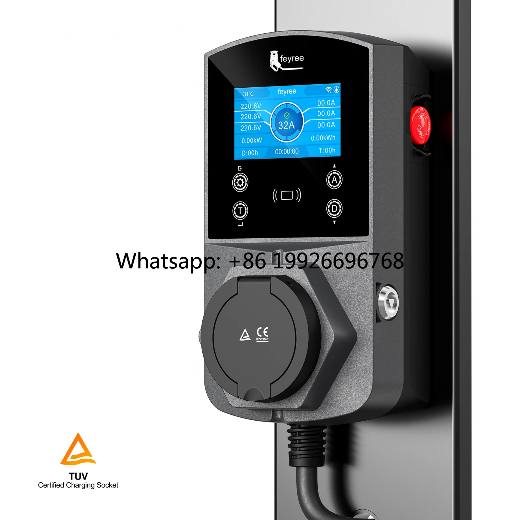 

Feyree 240V 22kw 16A 32A Adjustable Type2 Charging Station for Multiple EV Fast Charger Floor-Mounted Charging Stations