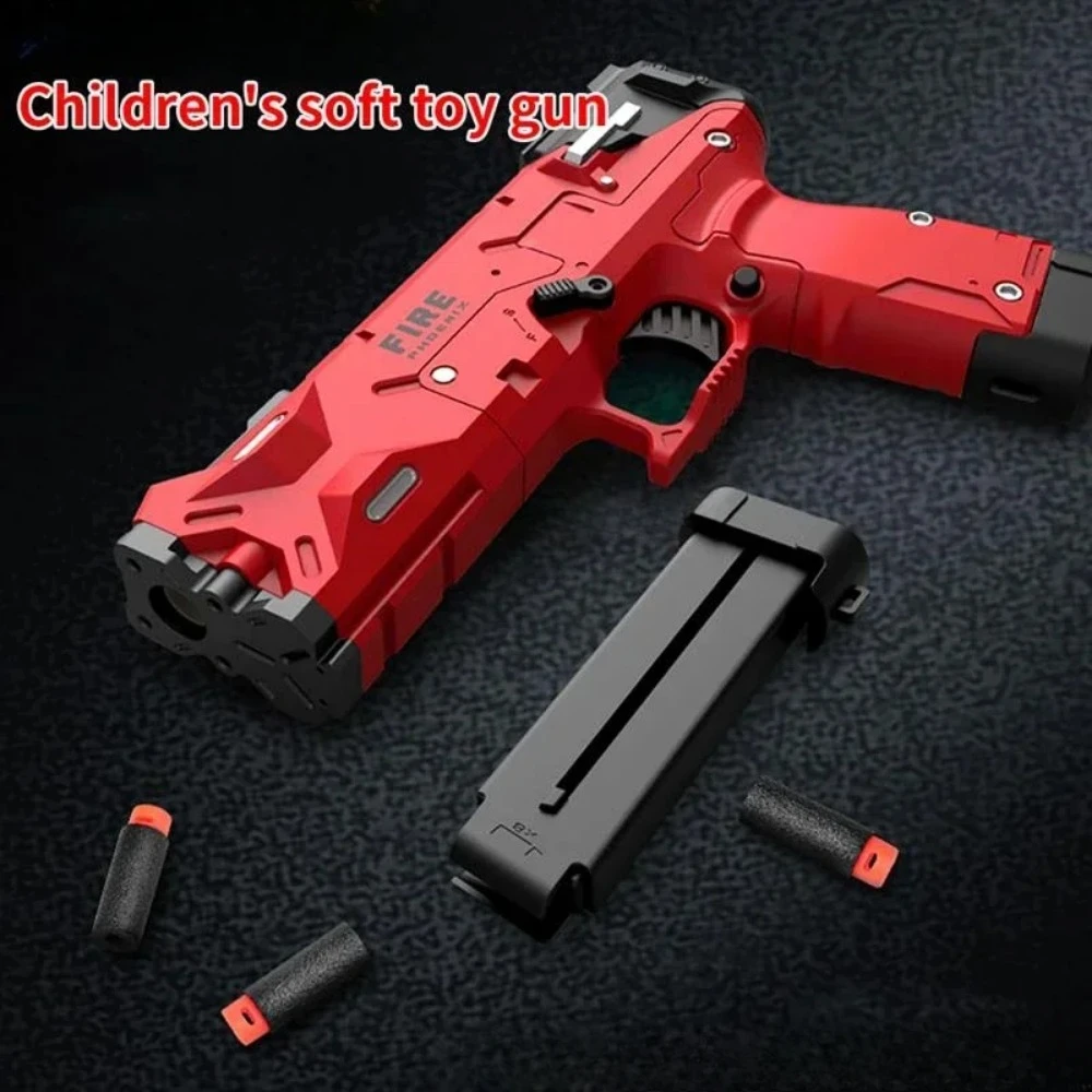 Zabawkowy pistolet na miękkie naboje, ręcznie ładowany, dla dzieci, do strzelania na zewnątrz, idealny do gier CS, prezent świąteczny dla chłopca.