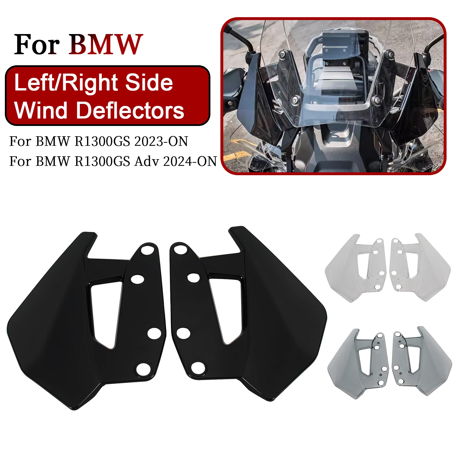 

1 Pair Left/Right Side Wind Deflectors Windshield Extension Upper Spoilers For BMW R1300GS 2023-ON R1300GS ADV Adventure 2024-ON