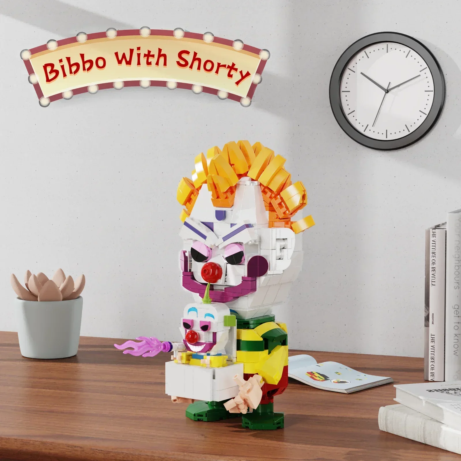 Horror Joker Killer Modell Moc Klown Weltraum Bibbo mit Shorty Baustein Set Spielzeug für Kinder Geburtstag Halloween Geschenk