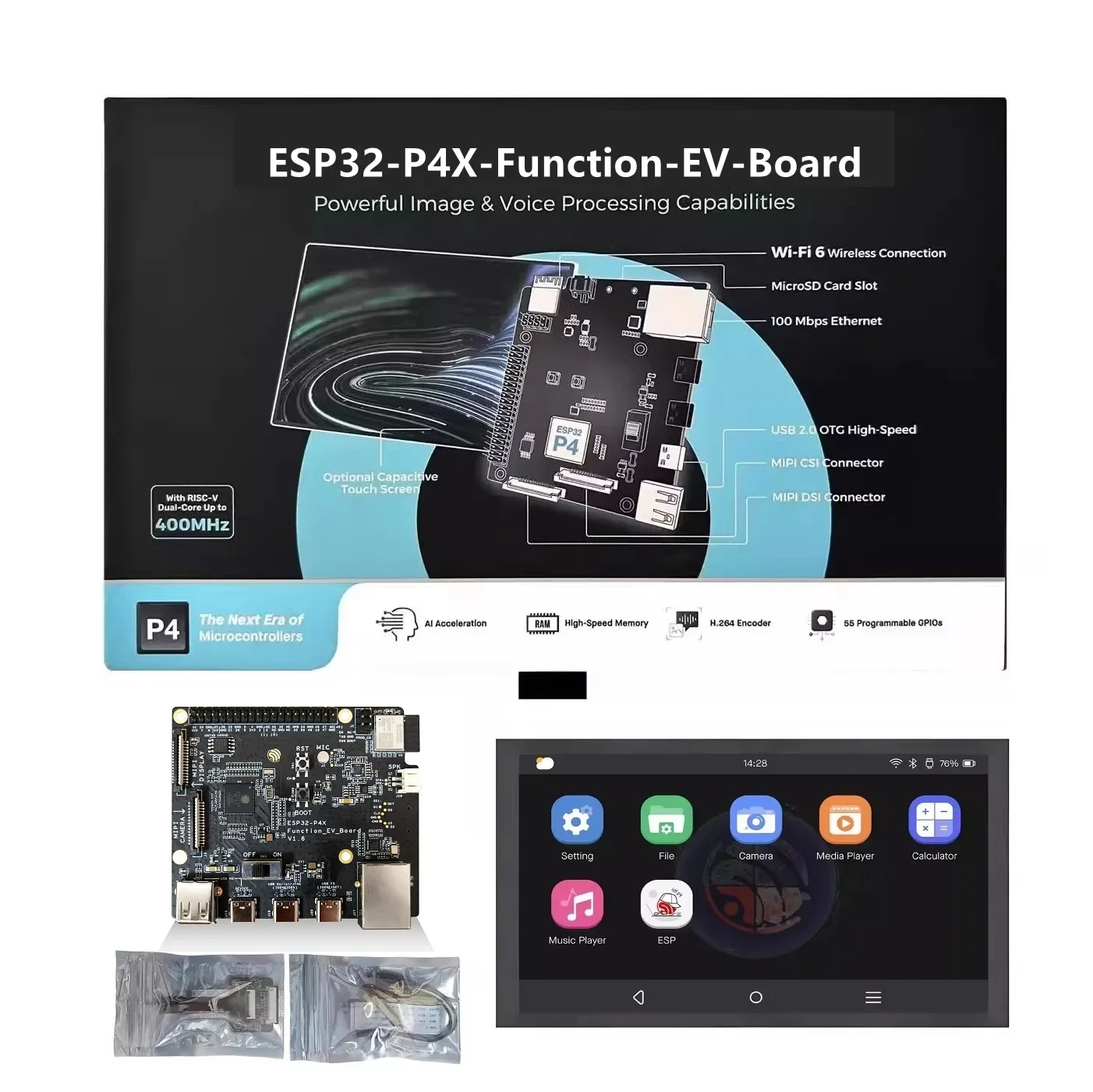 VivaCESP32-P4X-Function-EV-Board Development Board Kit ESP32P4 SoC Chip AIoT Multimedia Evaluation Board
