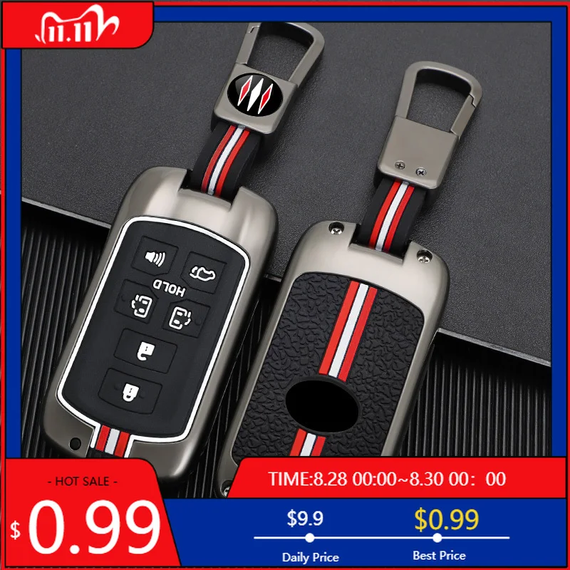 

Внутренние наклейки, 6 кнопок, новый силиконовый чехол для ключей от автомобиля из цинкового сплава для Toyota Sienna 2011 2012 2013 2014 2015 2016 2017 2018