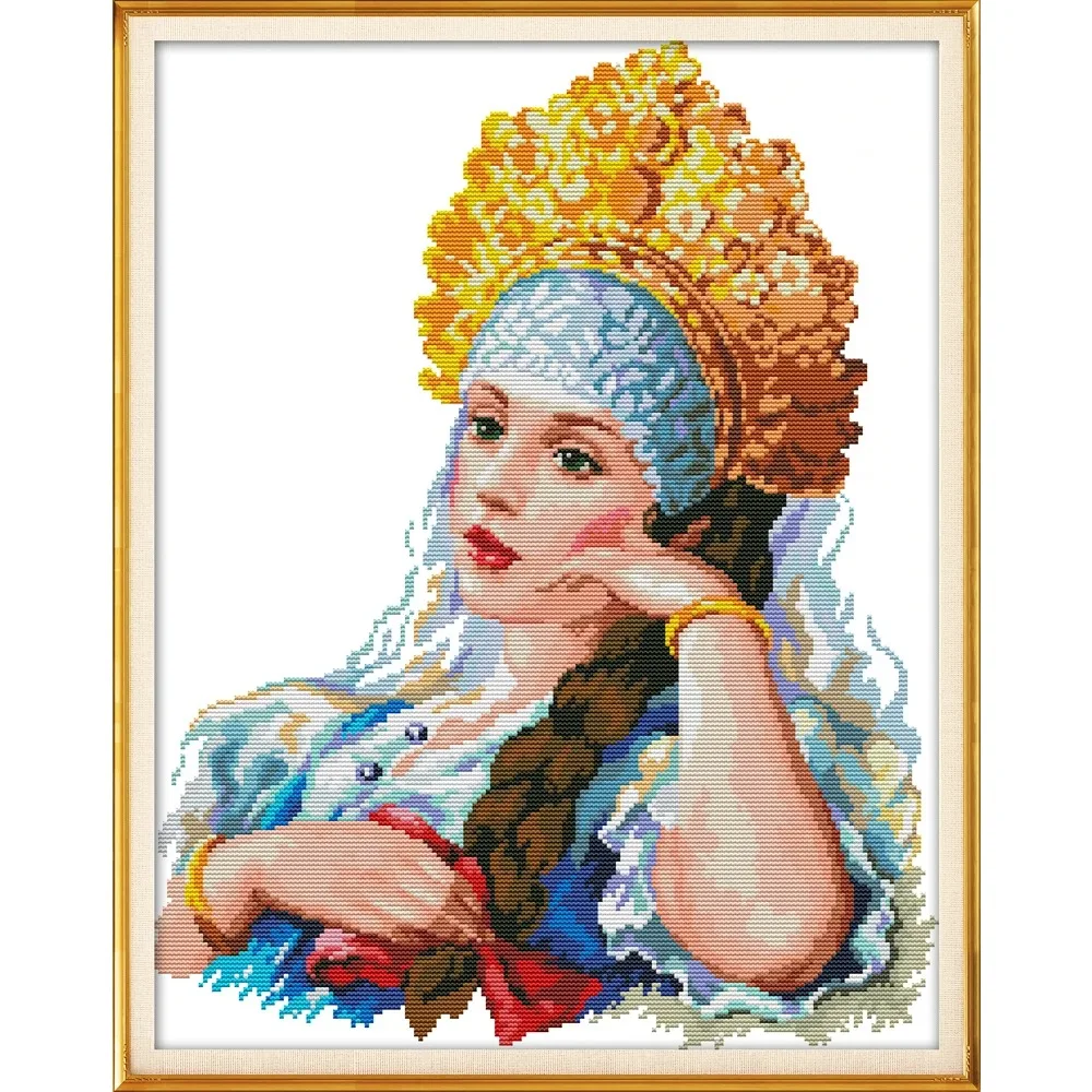 Golden Crown Princess cross stitch kit aida 14ct 11ct count print canvas  stitches stitching  needlework embroidery DIY handmade