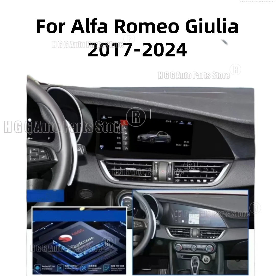 Android 13 For Alfa Romeo Giulia Stelvio 2017-2024 Car Radio Automobile Multimedia CarPlay Auto Bluetooth GPS Navigation Stereo