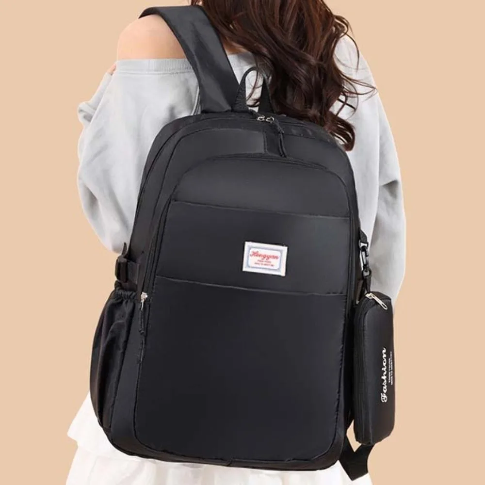 

Oxford Cloth Laptop Backpack 2 In 1 Mini Storage Pouch Travel Daypack Fixed Webbing Polyester Large Capacity School Bag Daily