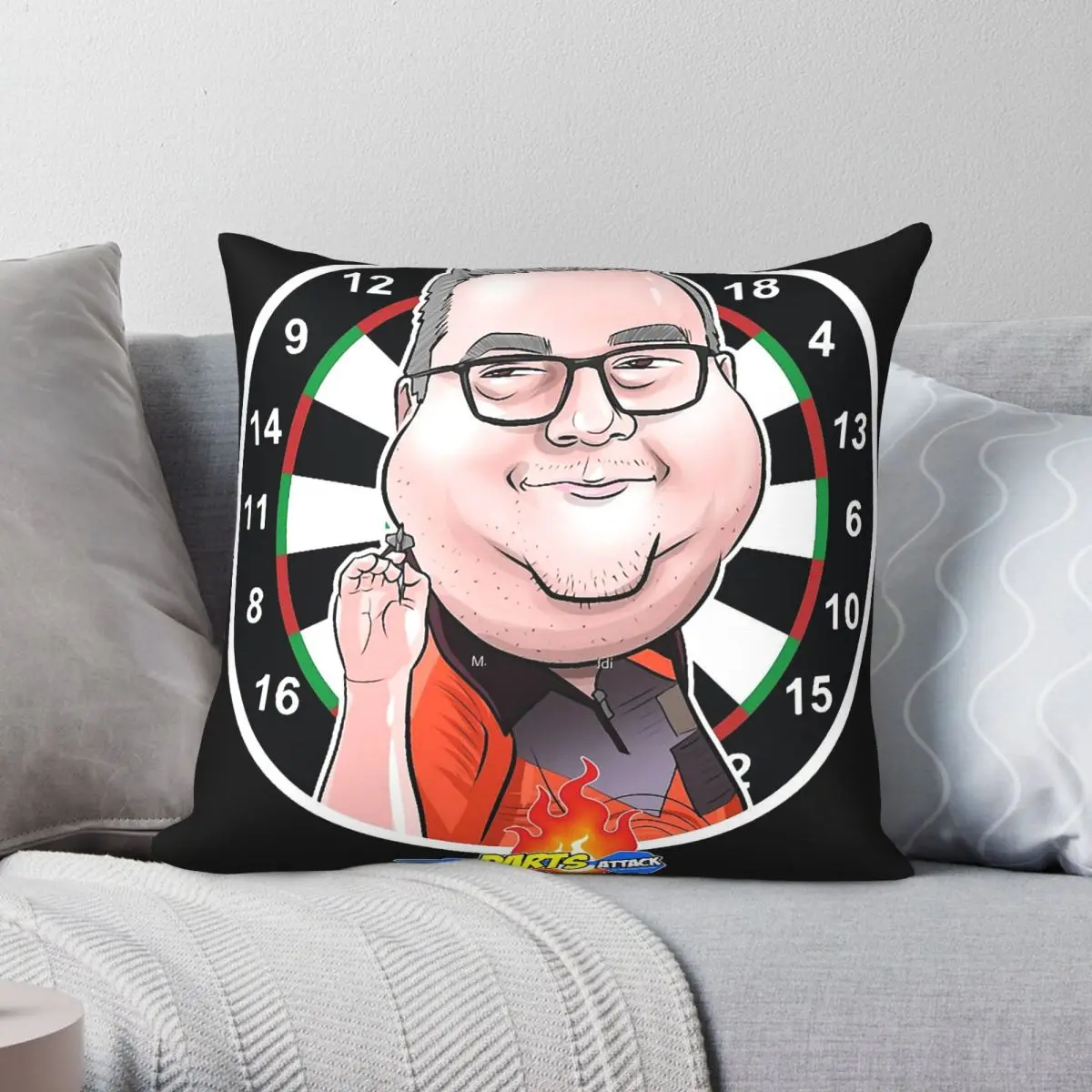 Caricatura Stephen Darts Attack Square Pillowcase Polyester Linen Velvet Pattern Zip Decor Throw Pillow Case Home Cushion Cover