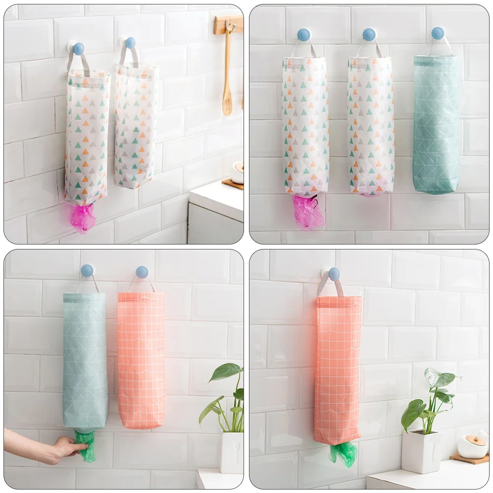 

2Pcs Thick Oxford Cloth Trash Bag Storage Pouch Hanging Garbage Bag Organizer with Bottom Extract Port Kitchen Home Space Saving