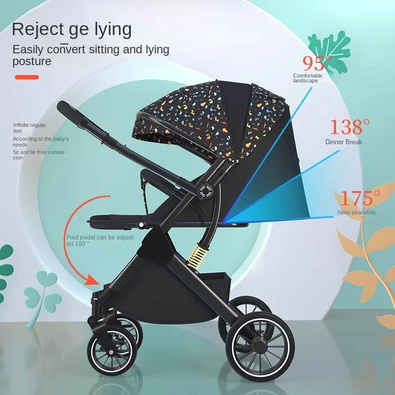 Two-way Lightweight baby stroller can sit or lie down Baby Travel walking Car Folding 0-4 Years Old Newborn Child Stroller