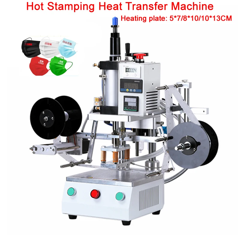 

Hot stamping trademark pattern Logo Embossing pneumatic Hot Foil Stamping Machine Heat Press Machine working for Hat socks mask