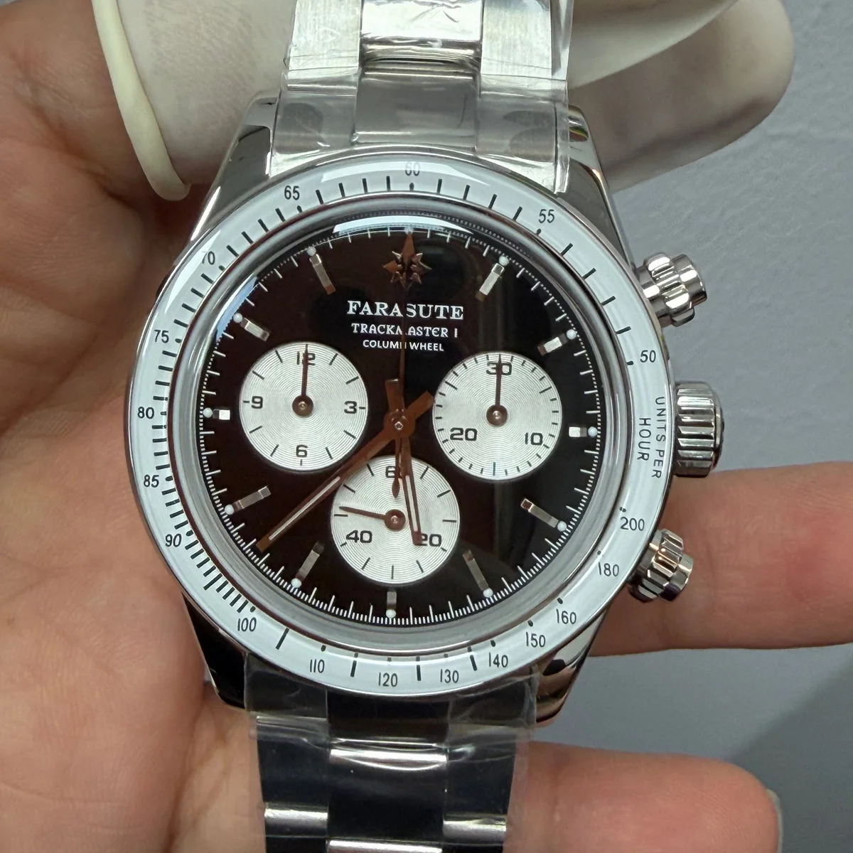 FARASUTE Men Chronograph Watch Pilot 39mm Automatic Mechanical Wristwatch Sapphire Mirror Dandong 4130