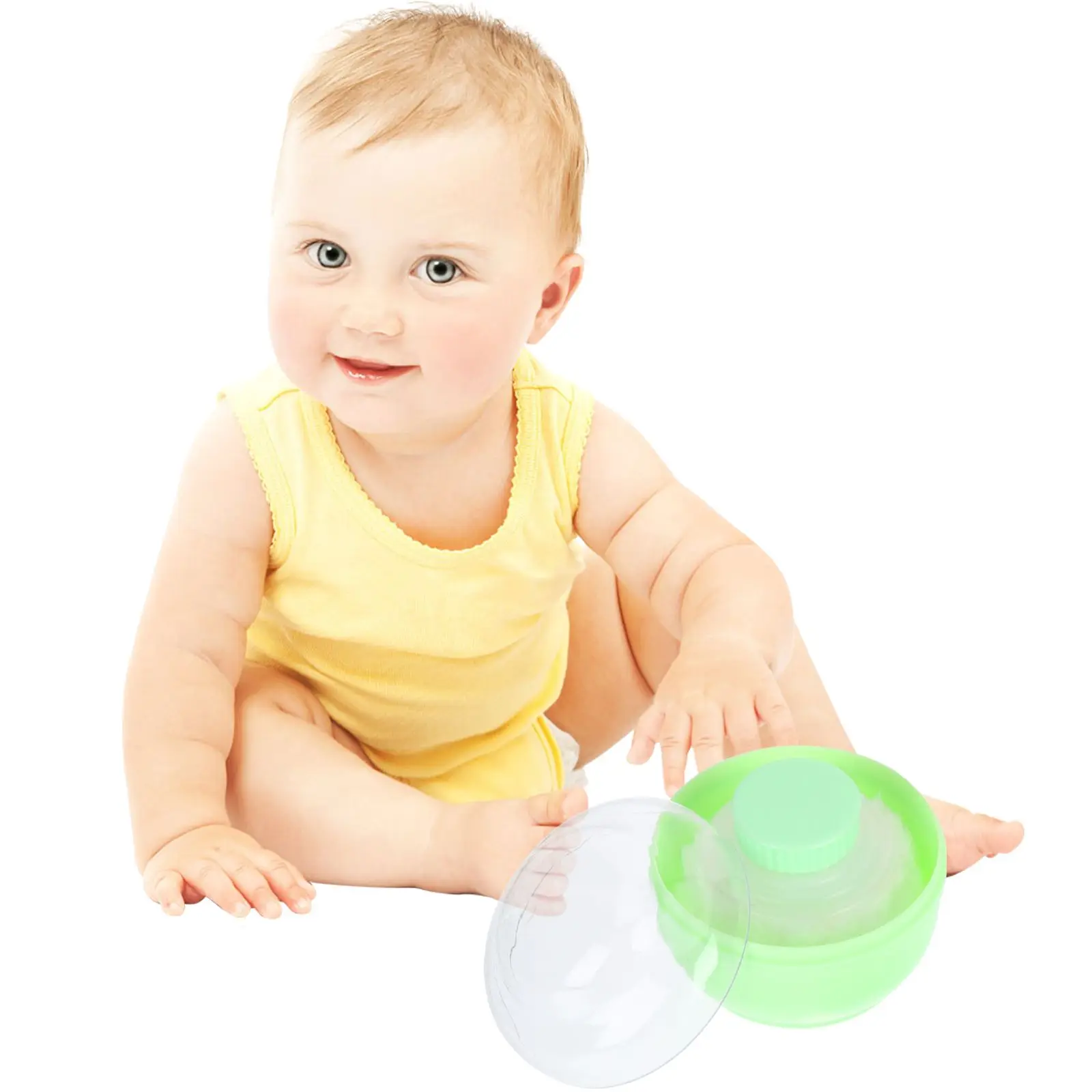 2Pcs Baby Puff Box Green Containers Talc Dusting Loose For Loose Powder Powder Compact Makeup Puff Reusable