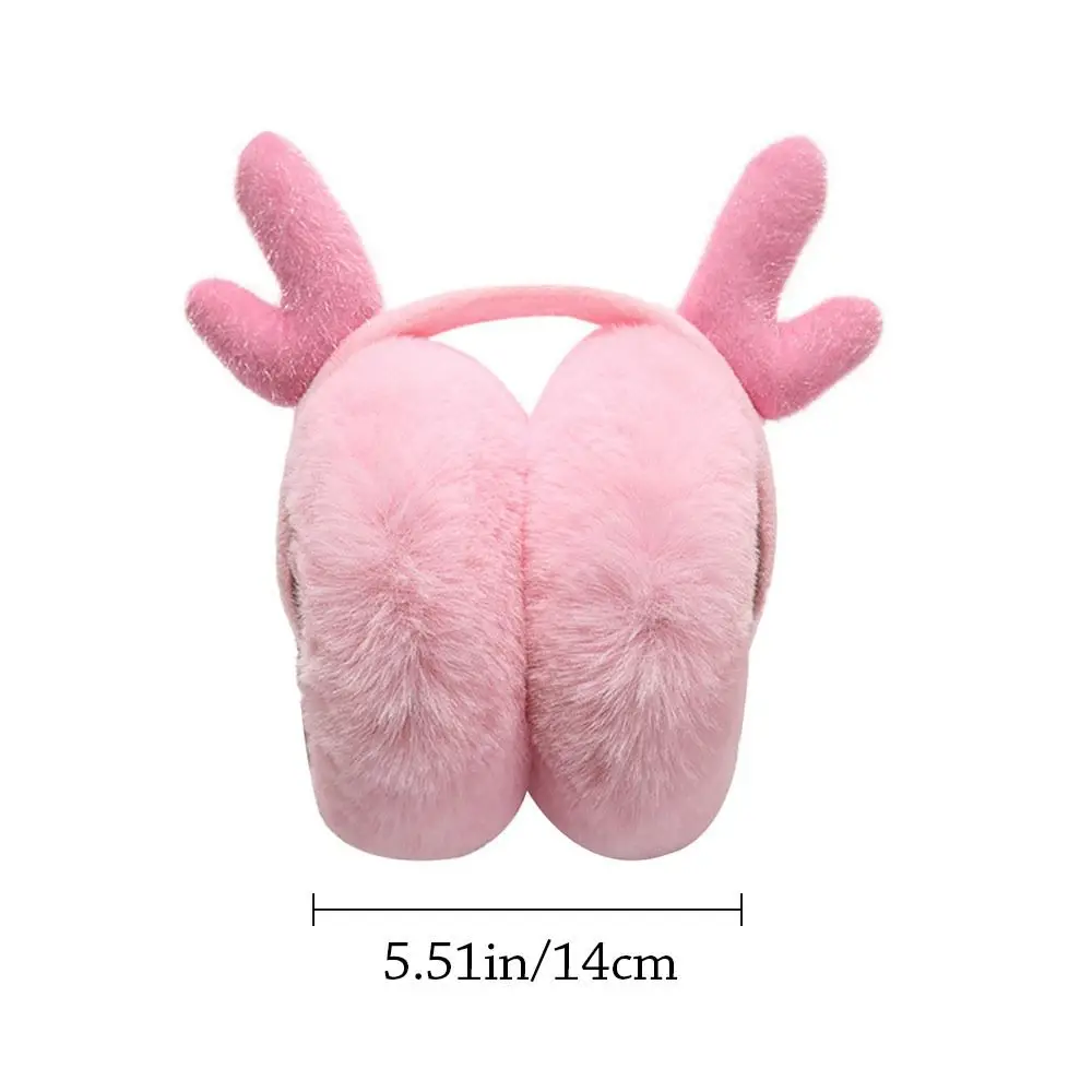 Winter Warm Plush Earmuffs Foldable Fluffy Earflaps Casual Cute Antlers Ear Warmer for Men Women