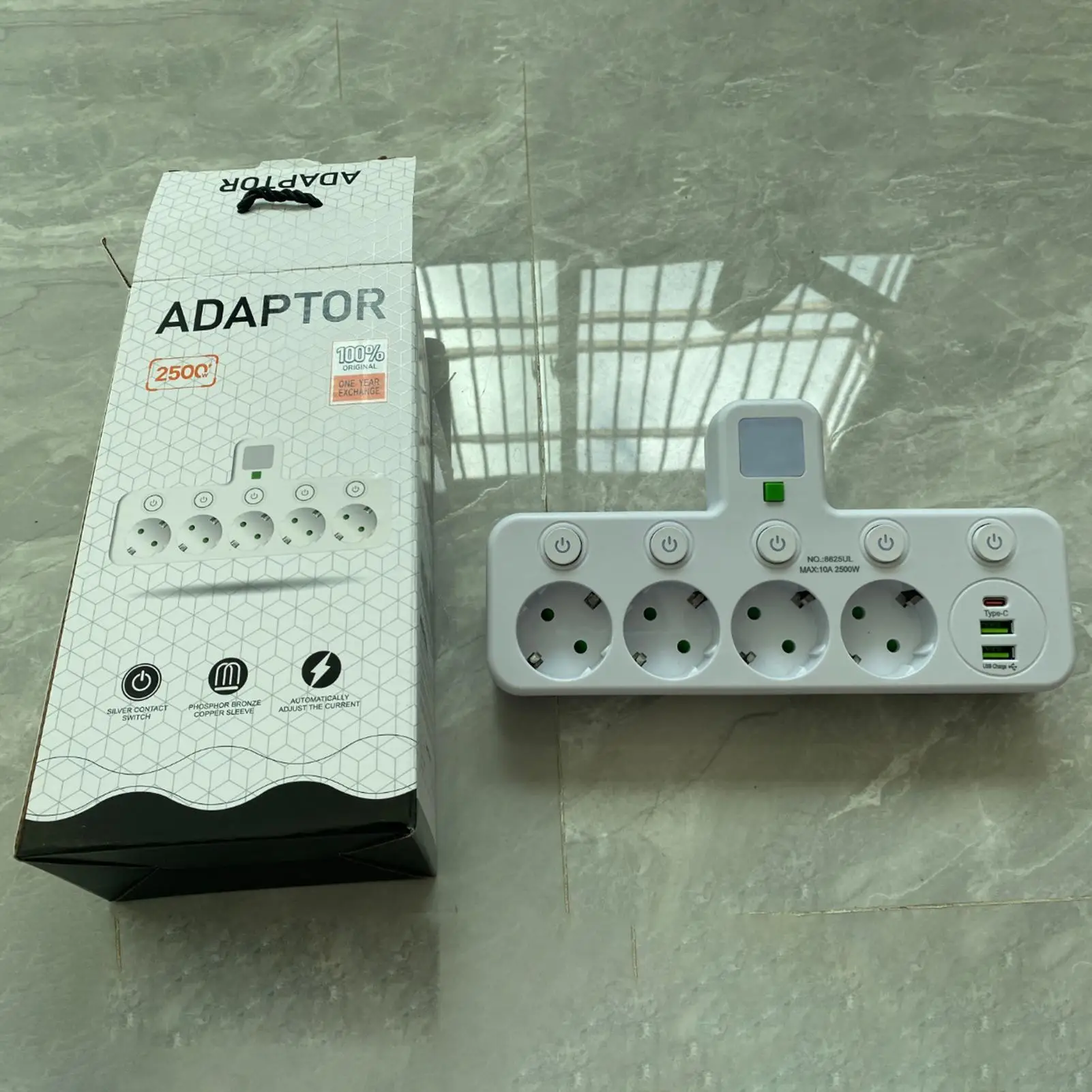 

Дорожный адаптер 2500 Вт, защита от перегрузки, многопортовое настенное зарядное устройство, 4 розетки для телефона, ноутбука, электроники, офиса