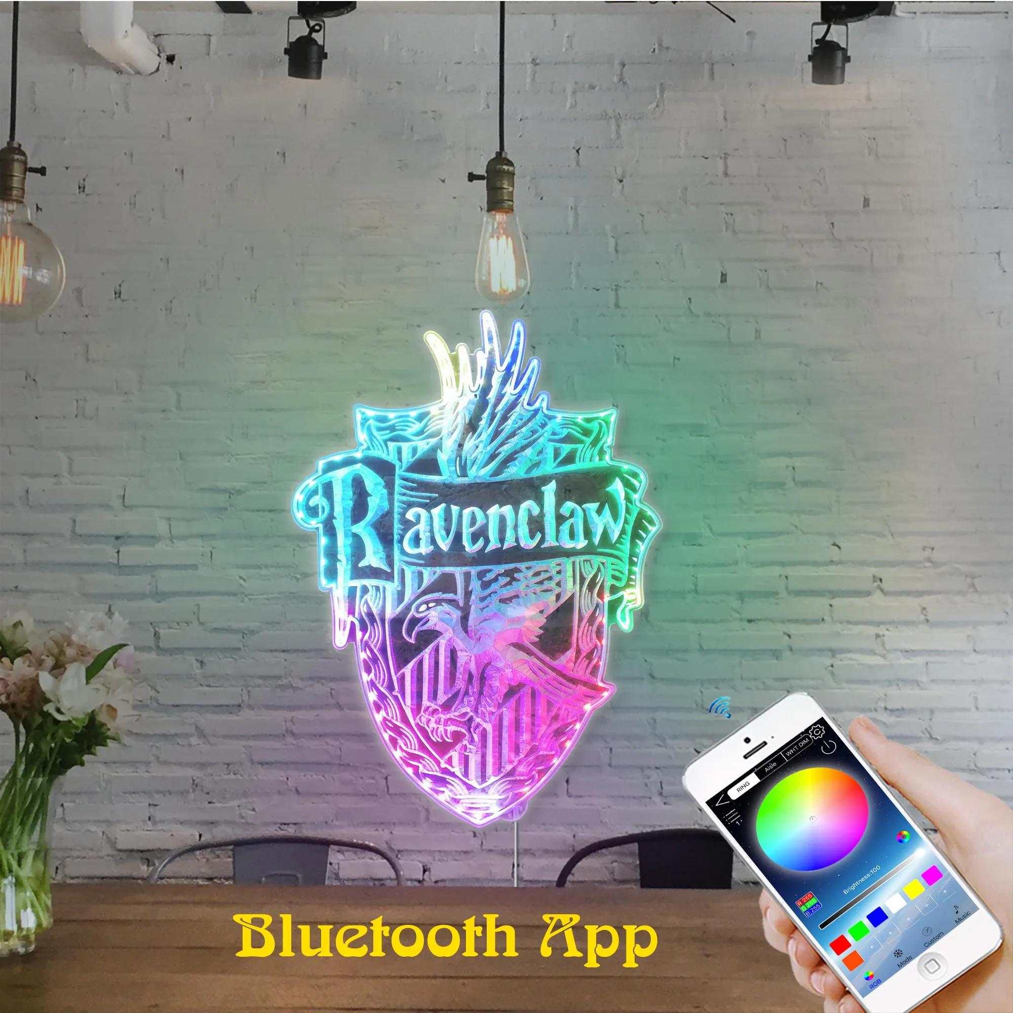 Ravenclaw Dynamic RGB Edge Lit LED Sign, Game Room Decor, Gaming Night Light