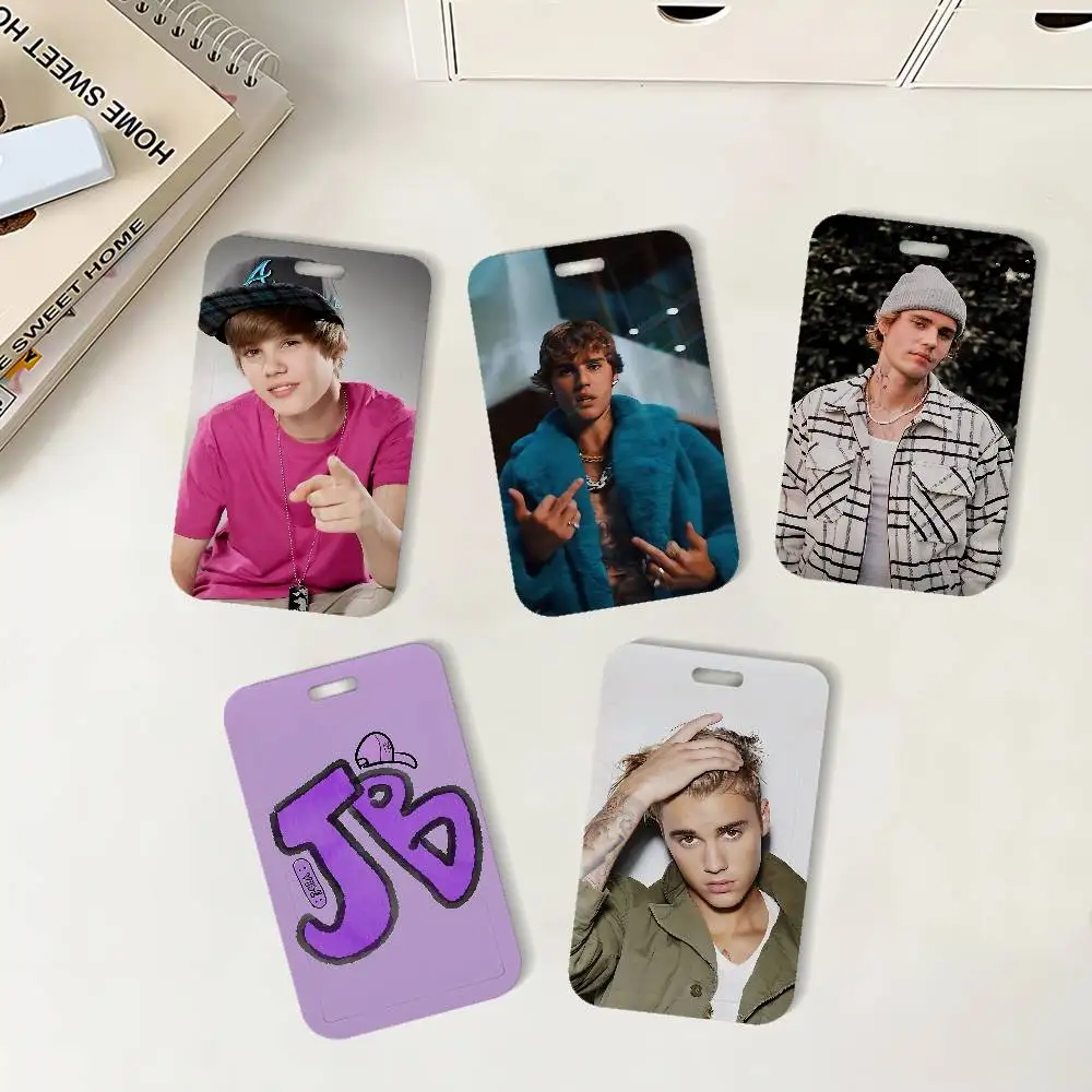 Singer J-Justin B-Bieber ID Badge Holder With Lanyard Neck Strap For Office School Name Card Credentials Case