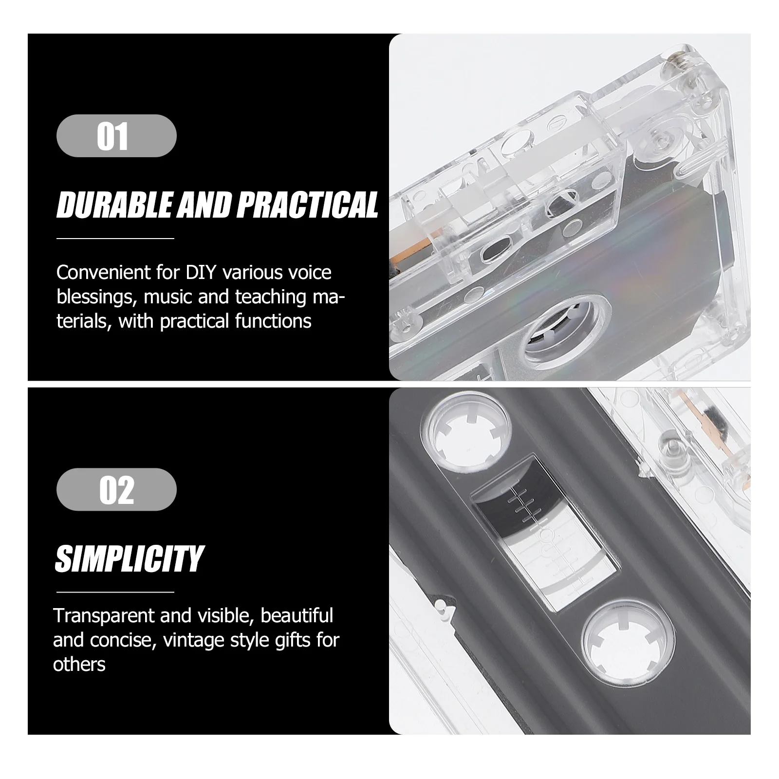 

2Pcs Audio Tape Magnetic Cassette Recording Tape Standard Player Empty 30 Min Magnetic Audio Tape For Music Recording
