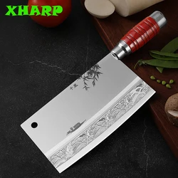 7.5 inch Chinese Cleaver Stainless Steel Kitchen Knife Boatman Painting Blade Chef Slciing Knife Restaurant Kitchen Knives
