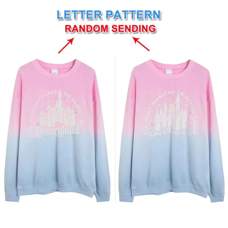 Disney World Castle Sweatshirt Women Gradient Color Fleece Pullover O Neck Long Sleeve Casual Jumper Tops Femme Streetwear