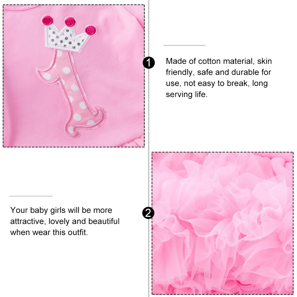 

1Set Baby Girls Dress Outfit Romper Skirt Short Sleeve Summer Cotton Toddler Clothes Breathable Safe for Party Gift