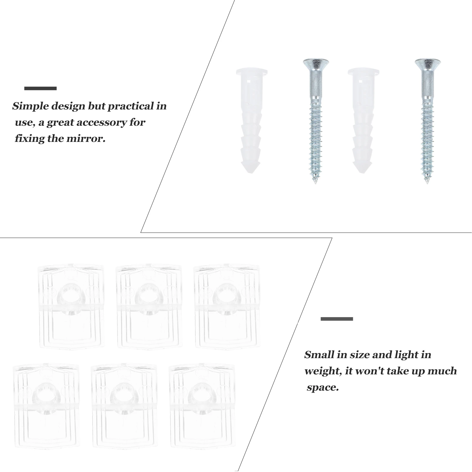 

Plastic Glass Clamps Mirror Clips Furniture Brackets Home Fixing Supplies Screw Mounting Stable Attachment Glass Acrylic