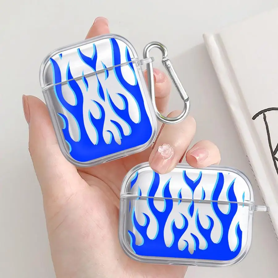 Fashion Blue Flame Clear Earphone Cases Cover Case For Airpods 4 Pro2 3 Pro3 2 1 Pro