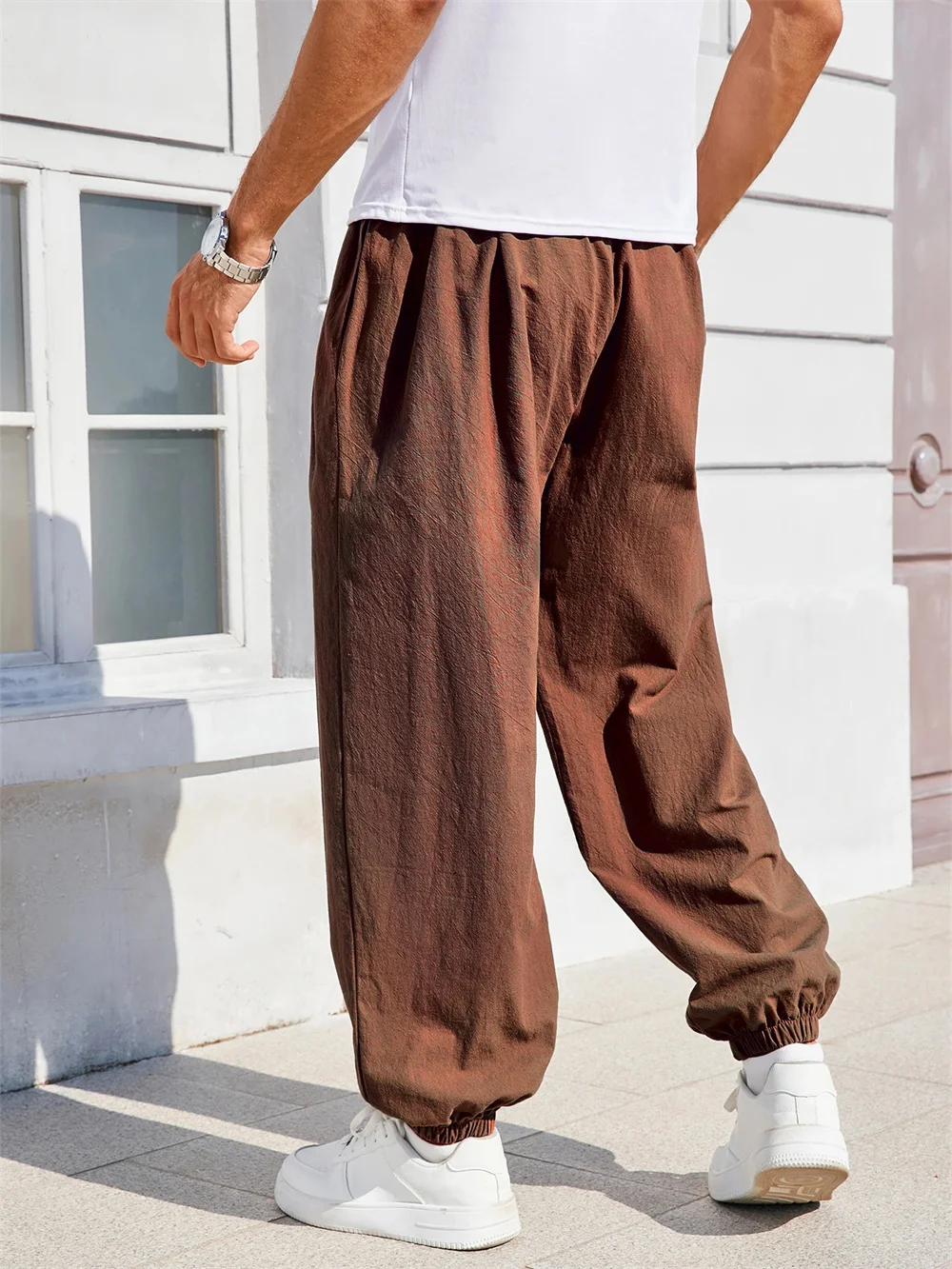 Herren-Haremshose, lockere Passform, chinesischer Stil, Baumwolle, Leinen, einfarbig, gemütliche Jogginghose, Jogger, hochwertige männliche Freizeithose – Detail 16