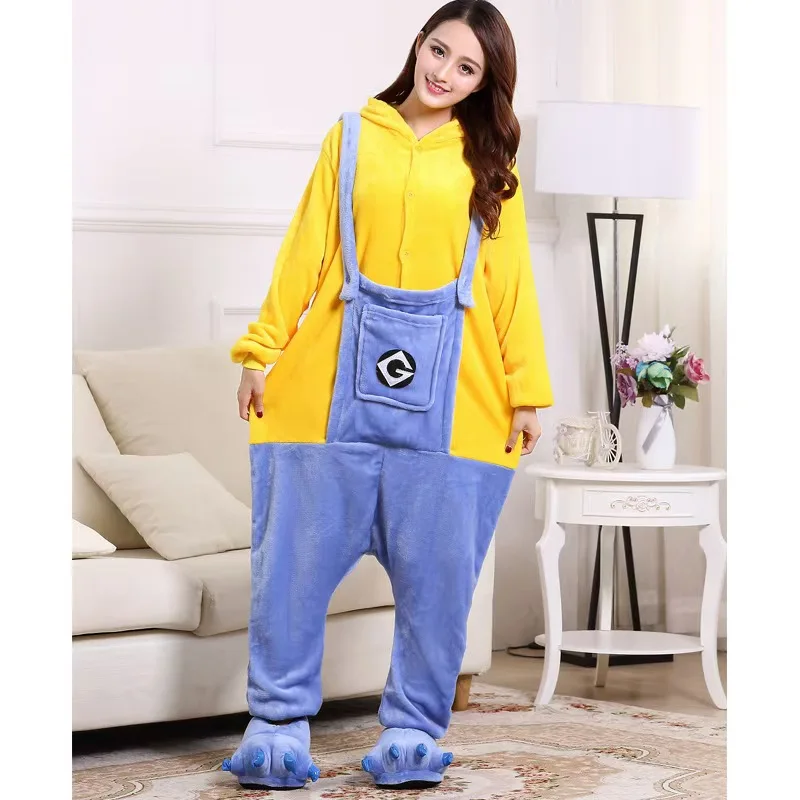 Halloween Minions Cartoon Cute Children\'s One-piece Pajamas Creative Personality Funny Thickened Home Clothes Cosplay Props