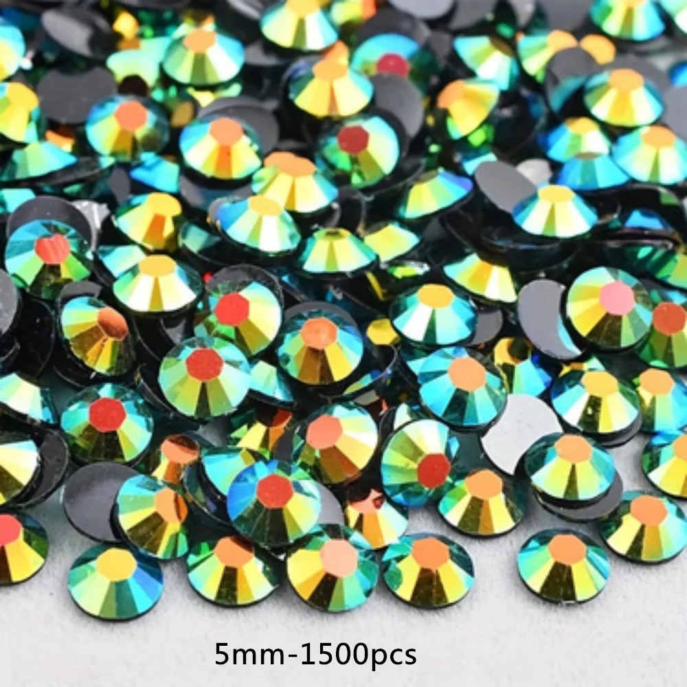 Resin Jelly Rhinestones White Jet Black AB 5mm-1500pcs Non Hotfix Flatback Rhinestone For Nail Art Garment Decoration DIY