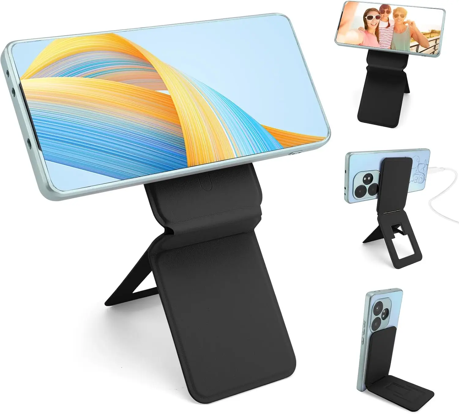 

Foldable Magnetic Phone Stand with Angle Adjustment, Compatible with All Smartphones in Black