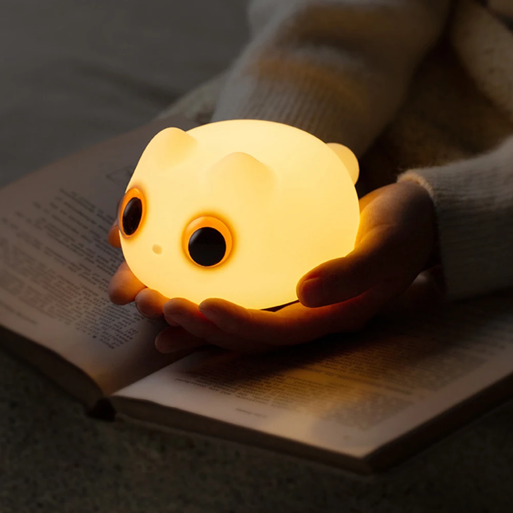 Veilleuse LED en forme de chat avec son enregistrable pour bébé, lampe de nuit en silicone avec port USB pour chambre d'enfant