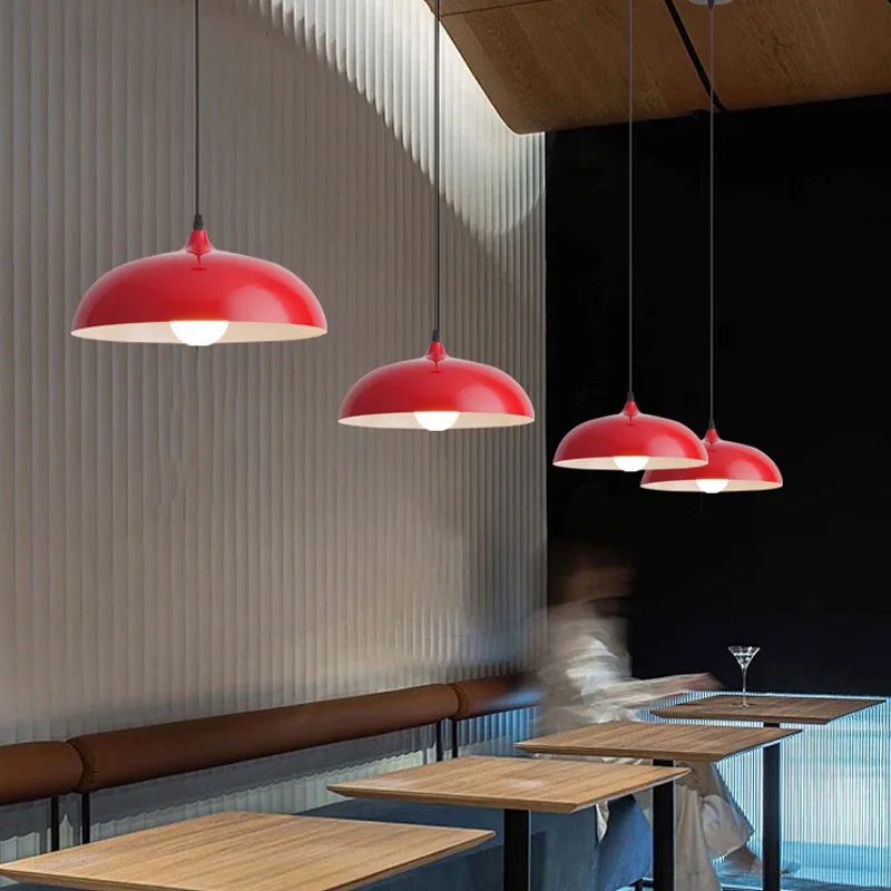 American Retro Red Pendant Lamp Led E27 Industrial Style Lighting Hot Pot Barbecue Modern Iron Art Restaurant Decor Lighting