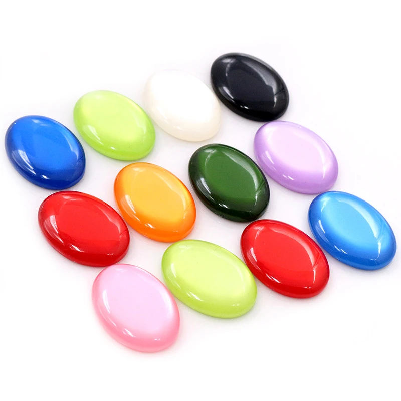 Nowa moda 10 sztuk 18x25mm Mix kolor z płaskim z powrotem kaboszony z żywicy Cameo