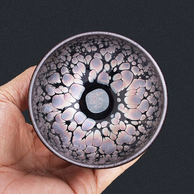 Jianzhan Teacup Master Cup Color Gold Embossed Oil Drops Cup Kung Fu Single Cup Divine Flower Colorful Unique Luxury Teacup Gift