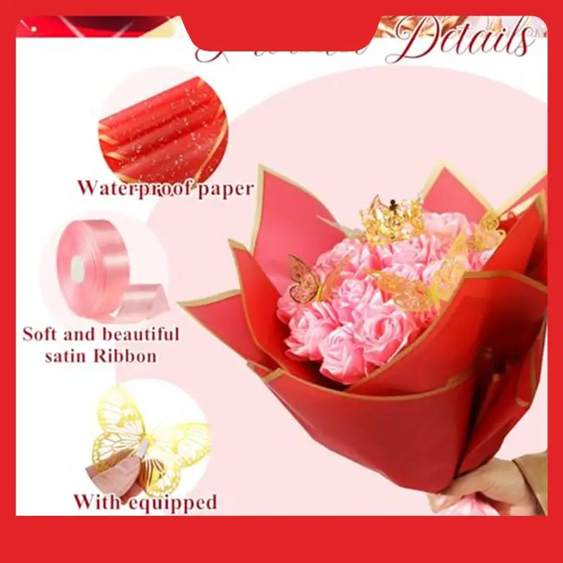 Artificial Roses Bouquet Flowers Bouquet Wrapping Paper Flower Wrapping Paper Pink