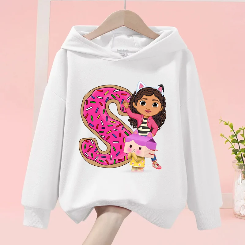 

Толстовки с капюшоном для кукольных домиков Габби для девочек, свитшот с надписью A-Z, топы, детский осенне-зимний пуловер с длинными рукавами, детская одежда, подарок