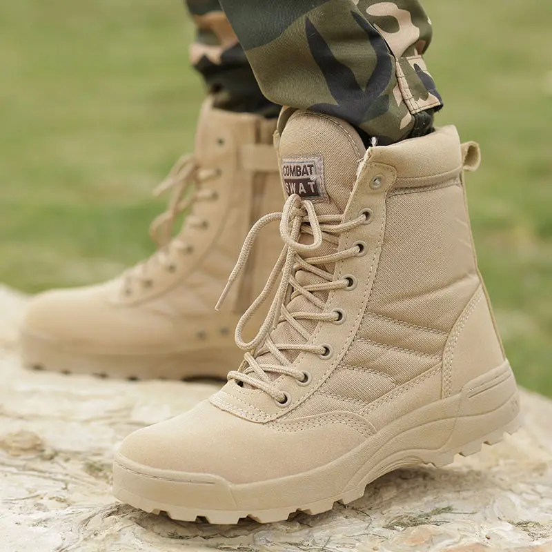 Men Desert Tactical Military Boots Mens Working Safty Shoes Army Combat Boots Militares Tacticos Zapatos Boots Feamle Casual