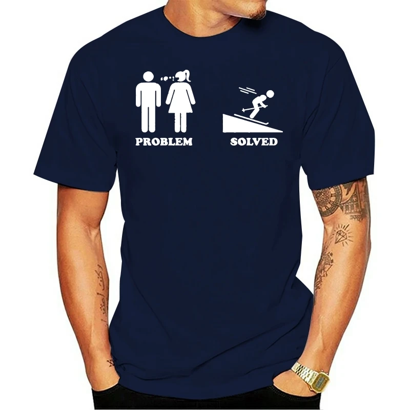 Problem Solved Skiing MENS Powder Monkeez T-SHIRT tee birthday gift ski skier